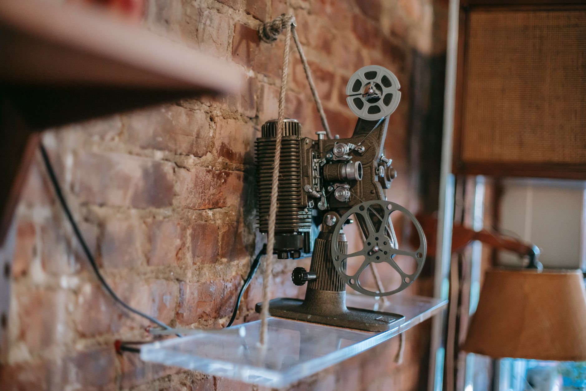film projector light beam dark cinema room