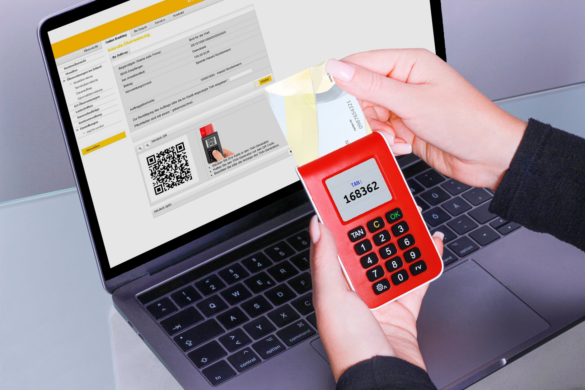 hands entering 20-digit code on electricity meter keypad