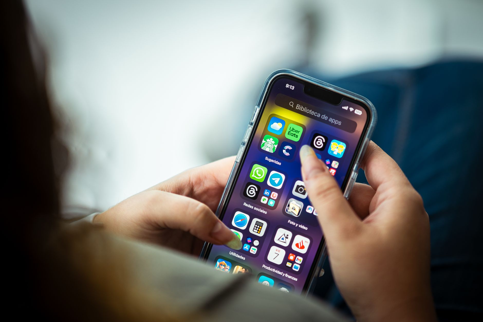 hand holding smartphone checking electricity app