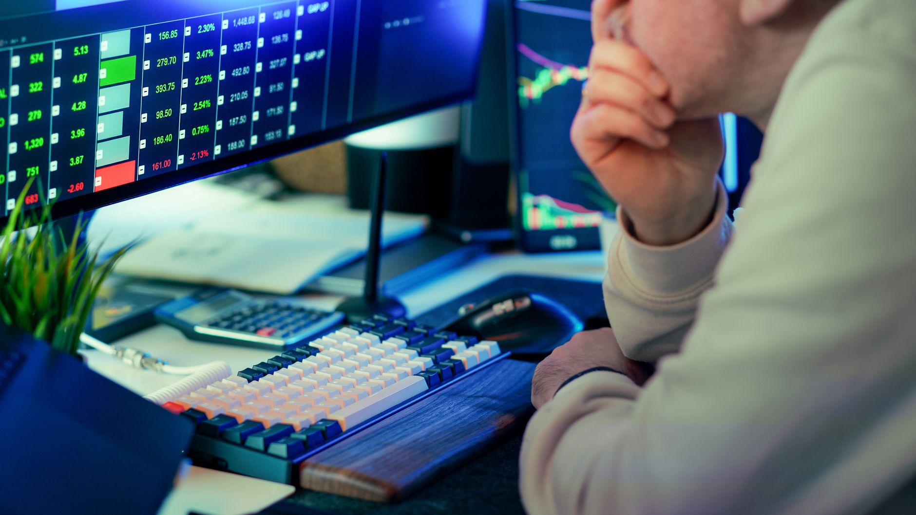 stock market graph on computer screen trader