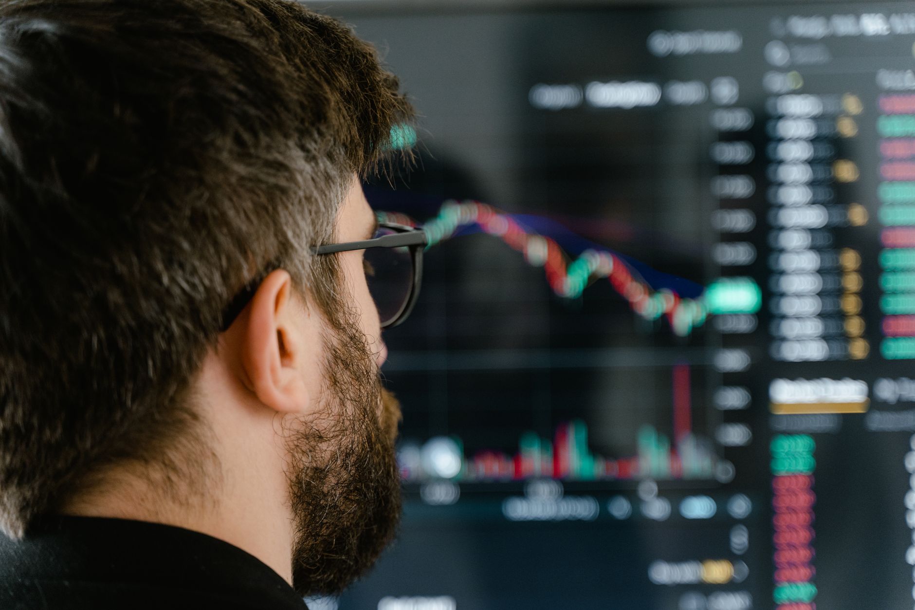 stock market graph on computer screen trader