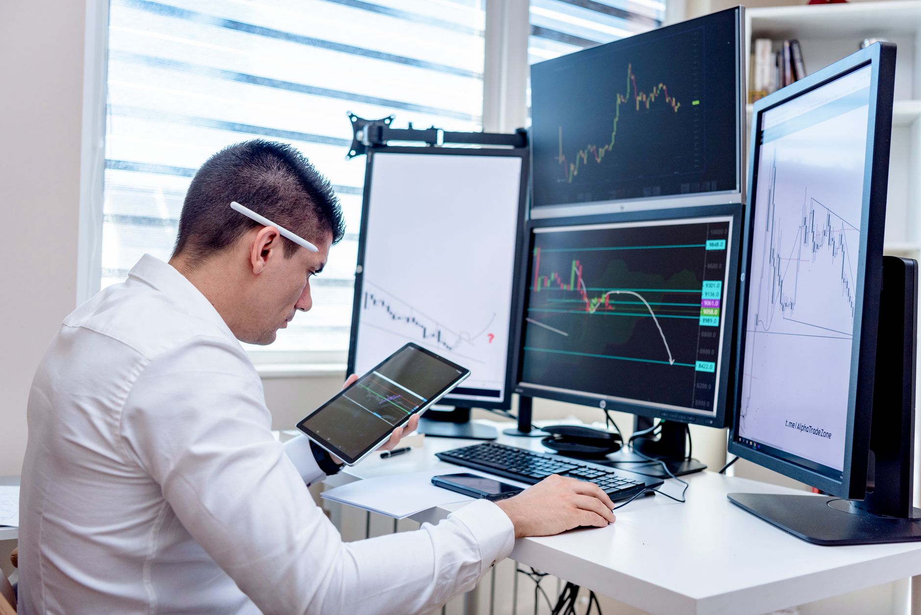 stock market graph on computer screen trader