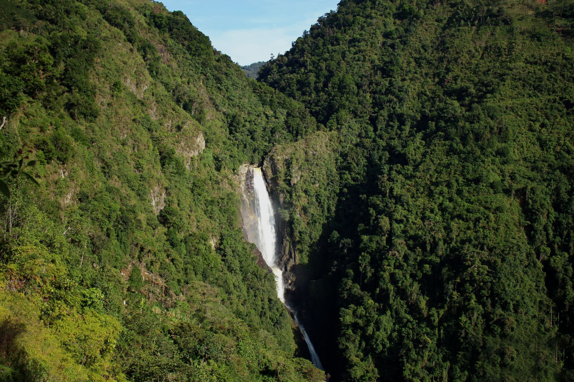 green mountains forest waterfall nature