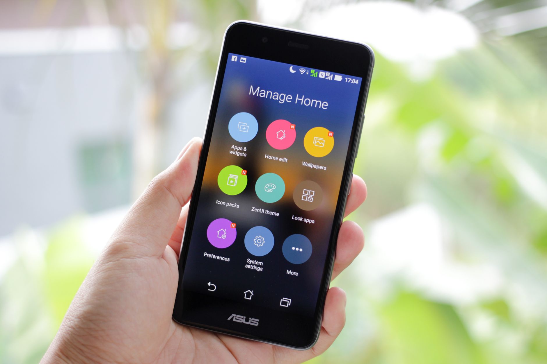 hand holding android phone with bright screen
