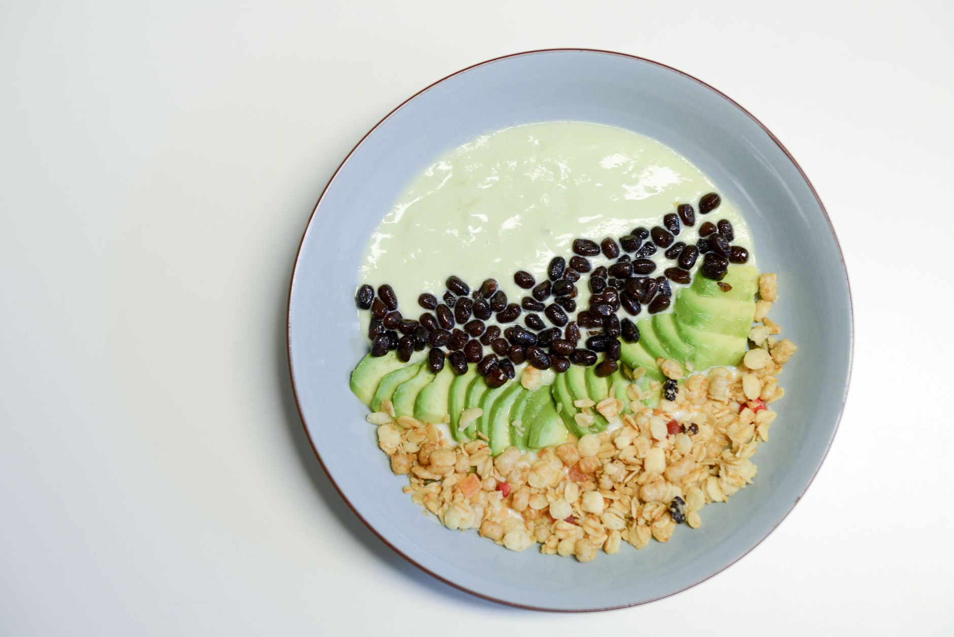 colorful healthy meal bowl overhead shot